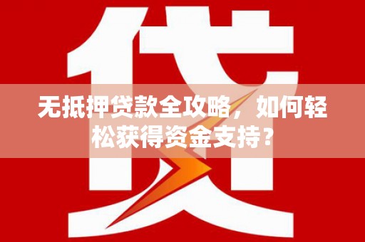 岷县无抵押贷款全攻略，如何轻松获得资金支持？