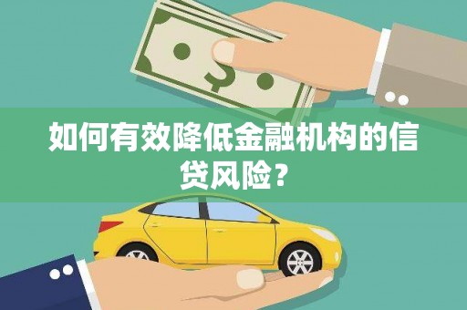 岷县如何有效降低金融机构的信贷风险？