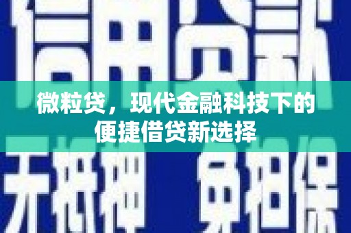 岷县微粒贷，现代金融科技下的便捷借贷新选择