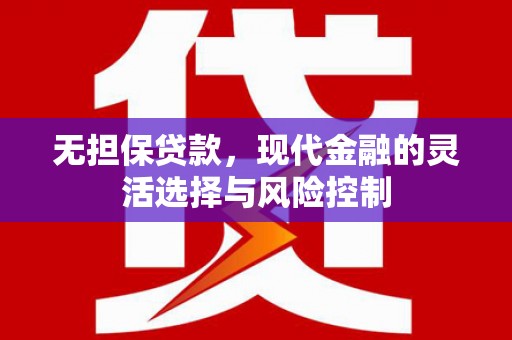 岷县无担保贷款，现代金融的灵活选择与风险控制