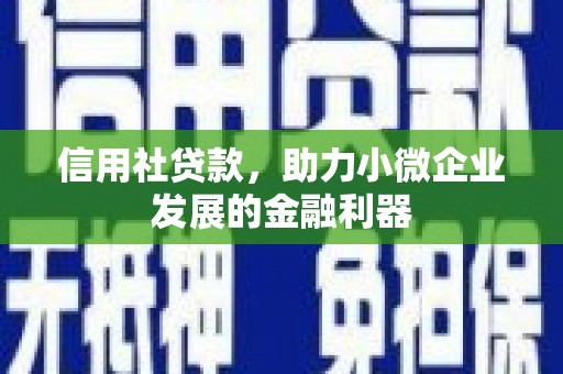 岷县信用社贷款，助力小微企业发展的金融利器