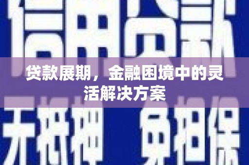 岷县贷款展期，金融困境中的灵活解决方案