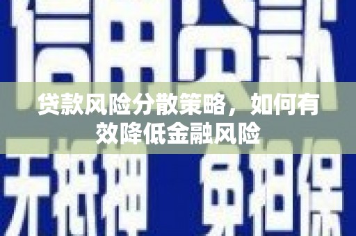 岷县贷款风险分散策略，如何有效降低金融风险