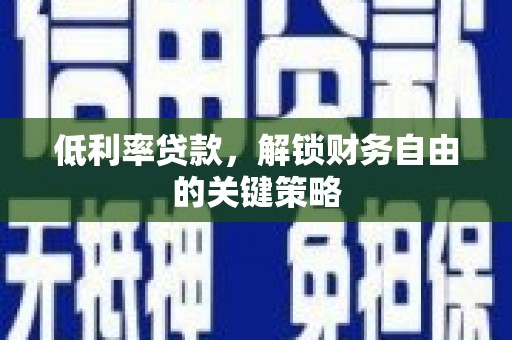 岷县低利率贷款，解锁财务自由的关键策略