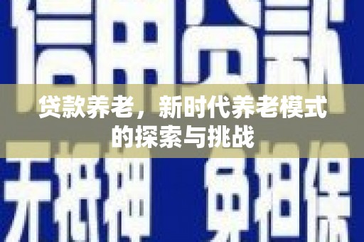 岷县贷款养老，新时代养老模式的探索与挑战