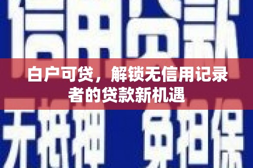 岷县白户可贷，解锁无信用记录者的贷款新机遇