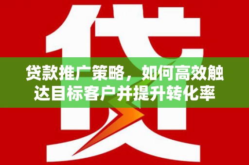 岷县贷款推广策略，如何高效触达目标客户并提升转化率
