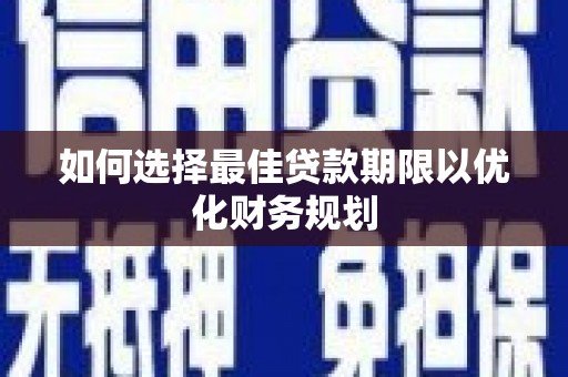 岷县如何选择最佳贷款期限以优化财务规划