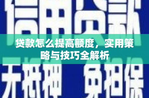 岷县贷款怎么提高额度，实用策略与技巧全解析