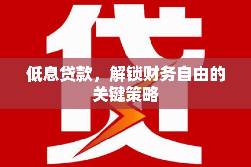 岷县低息贷款，解锁财务自由的关键策略