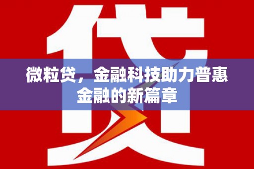 岷县微粒贷，金融科技助力普惠金融的新篇章