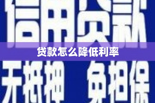 岷县贷款怎么降低利率